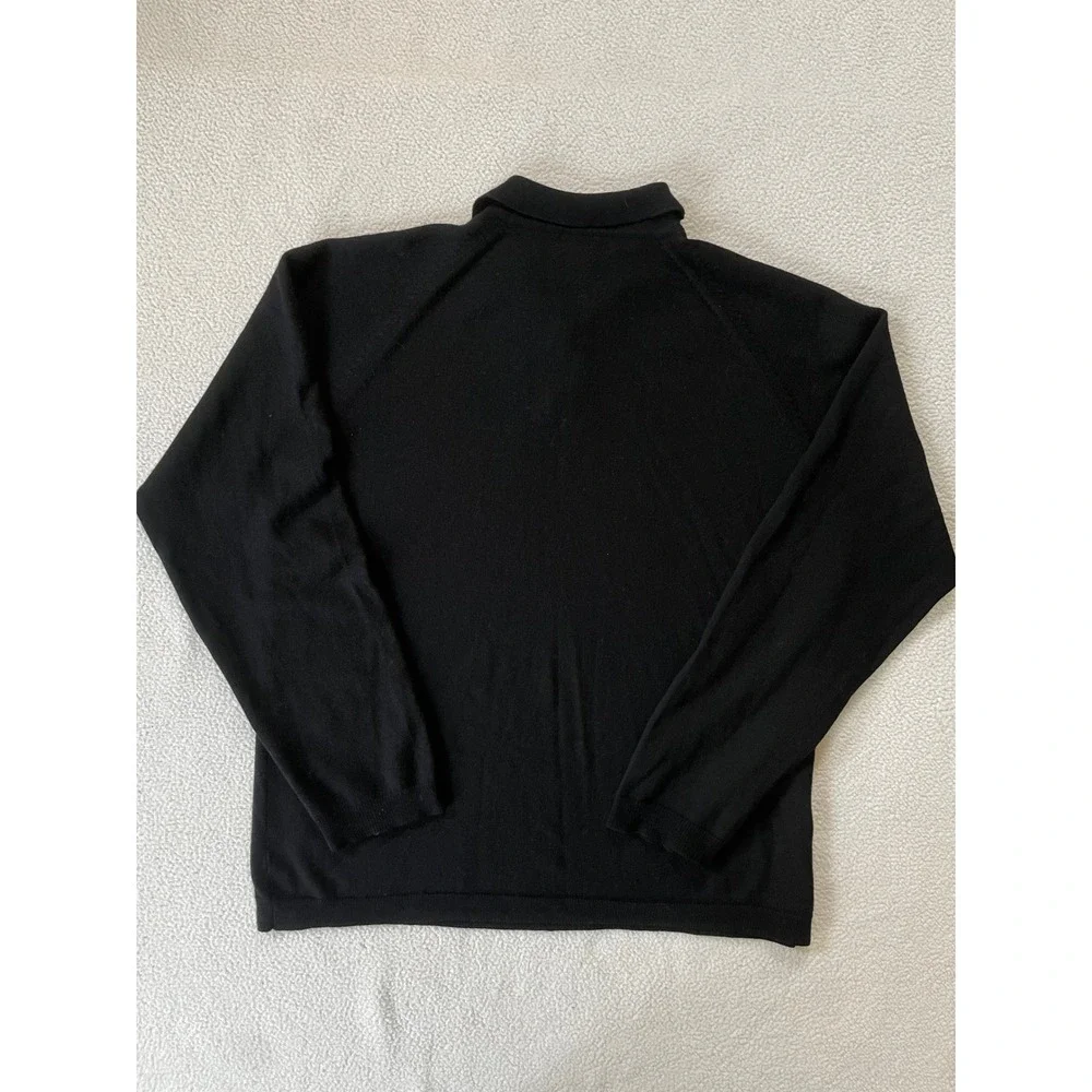 Banana Republic Mens XL Polo Sweater Black Extra Fine Italian Merino Wool Prep